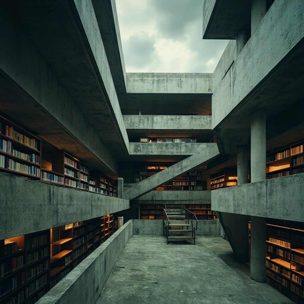 The Brutalist Library under a Moody Sky