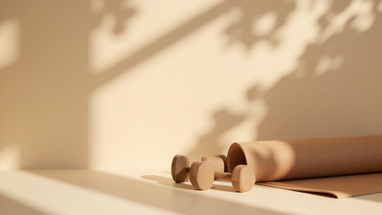 The Calm, Minimalist Fitness Scene with Natural Shadows