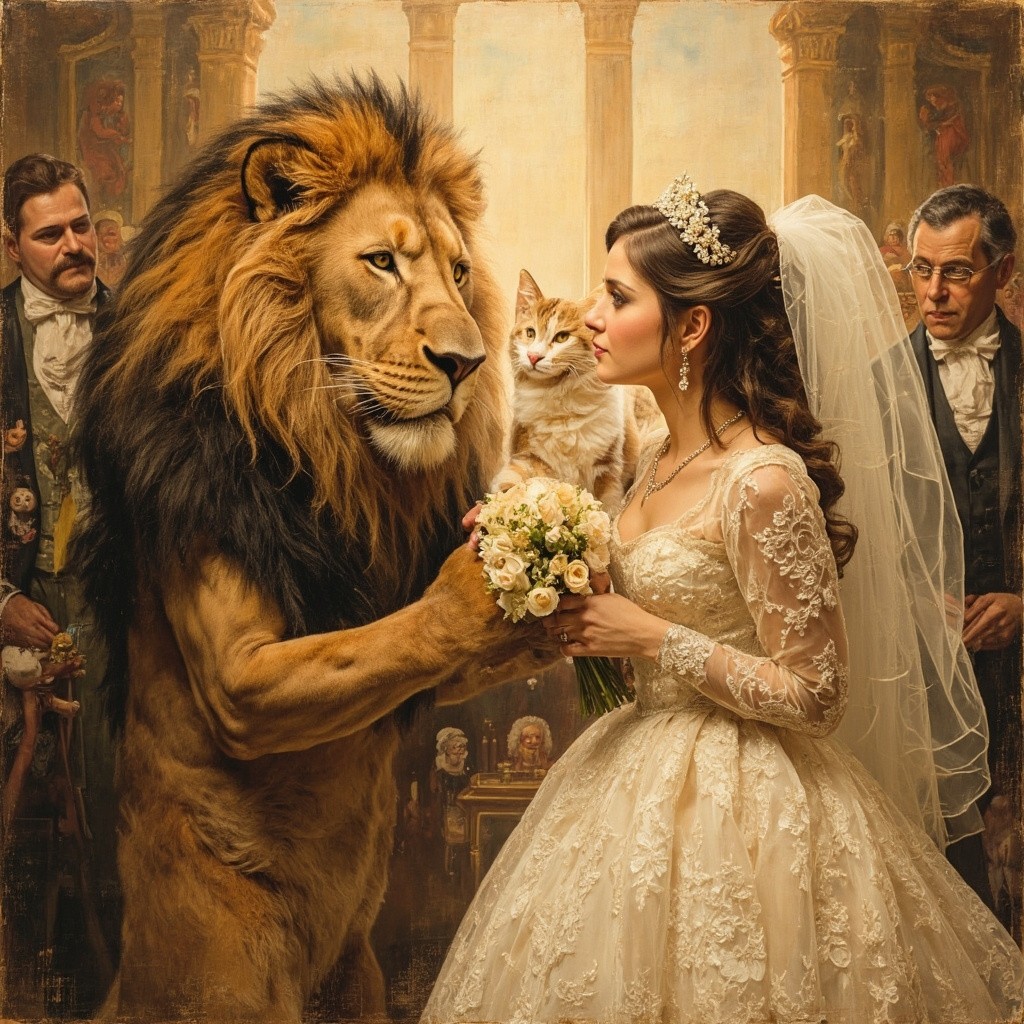 The Cat Marries Lion's Daughter in Beautiful Celebration