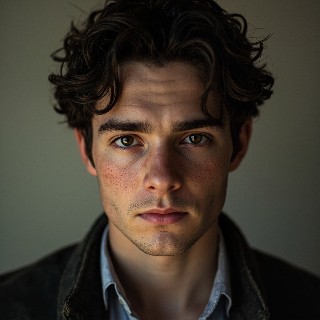 The Charismatic European Guy with Dark Curly Hair