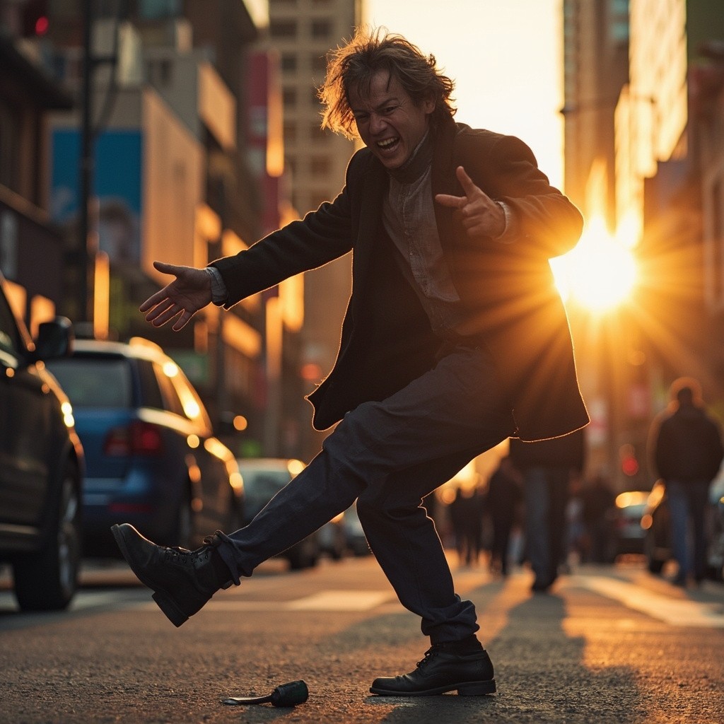 The Charming Clumsy Character Trips at Sunset