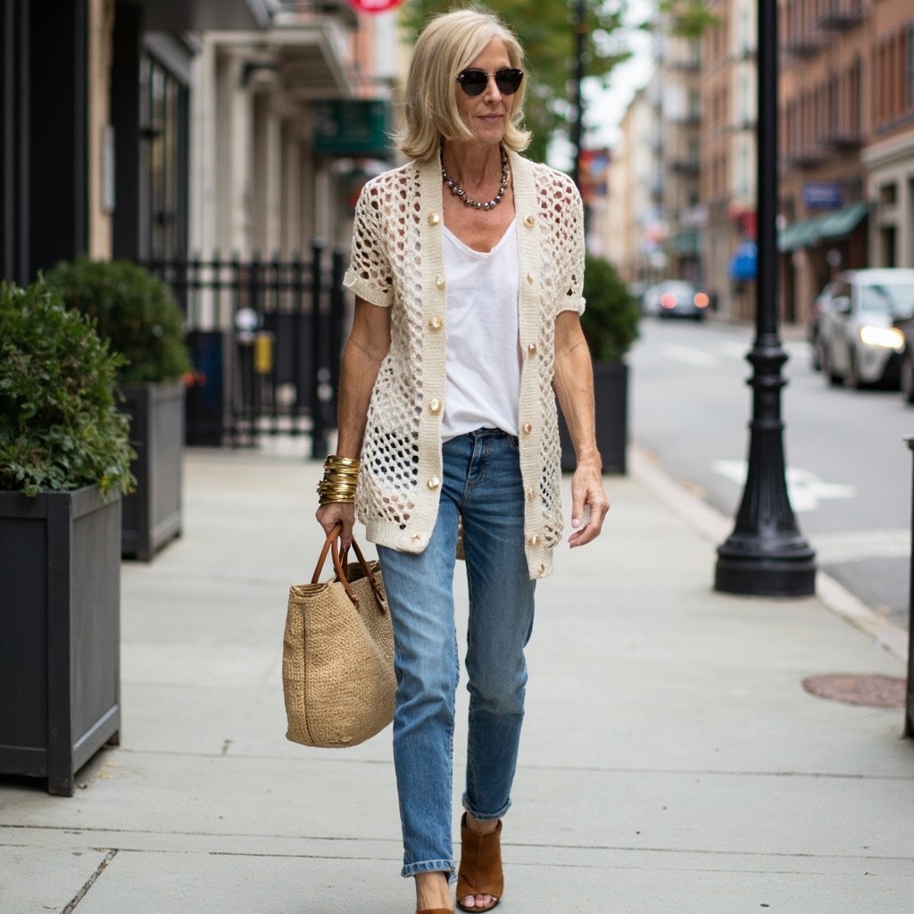The Chic Middle-Aged Woman with Blonde Hair