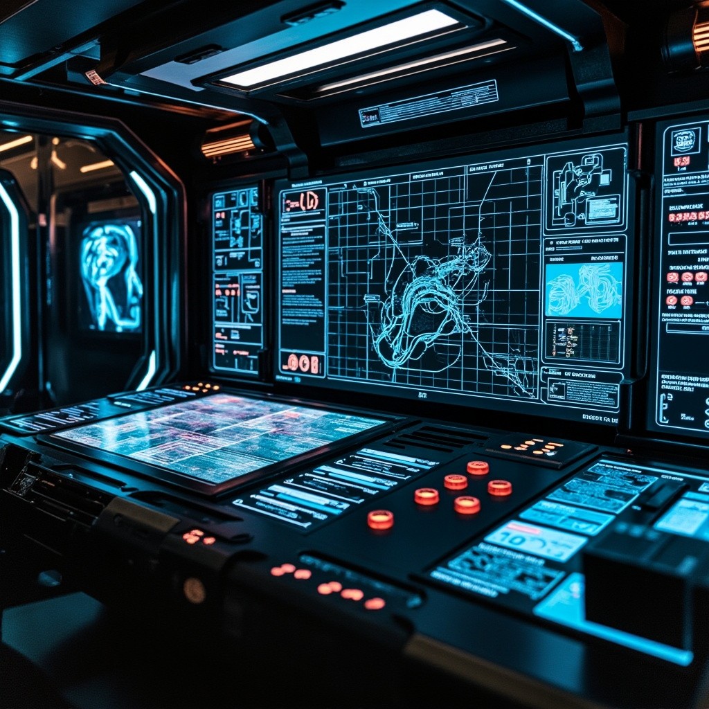 The Cyberpunk-Inspired Control Center with Digital Elements