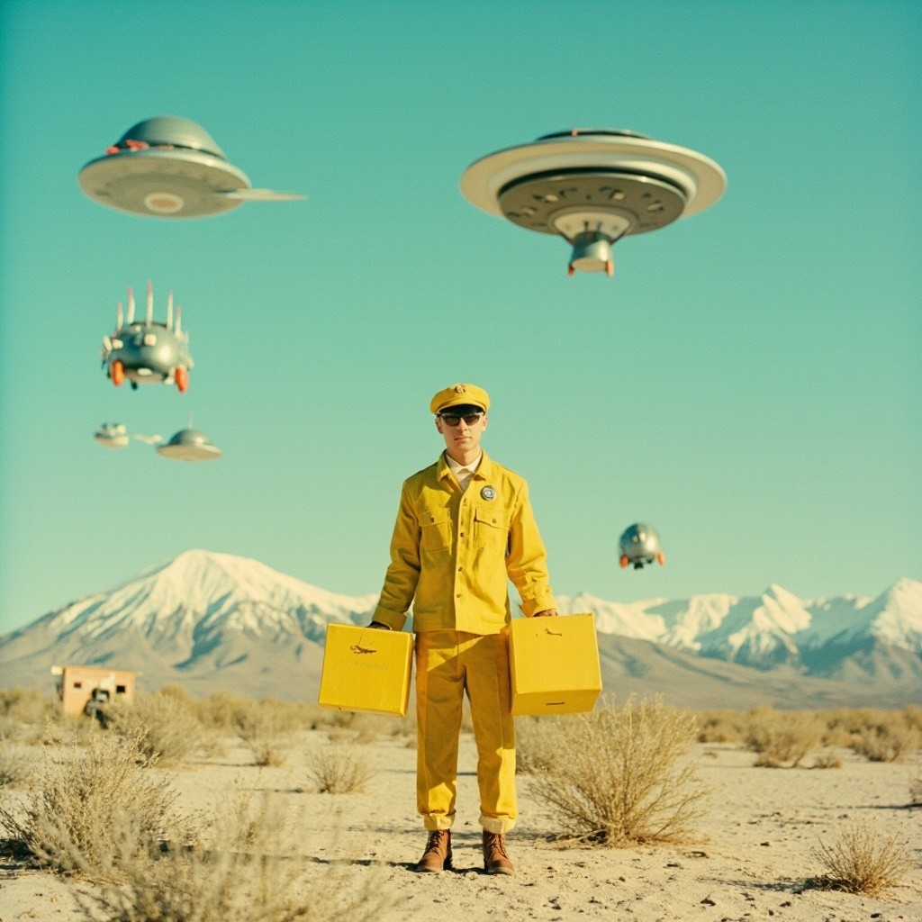 The Deliveryman, Desert, UFOs, and Wes Anderson Style