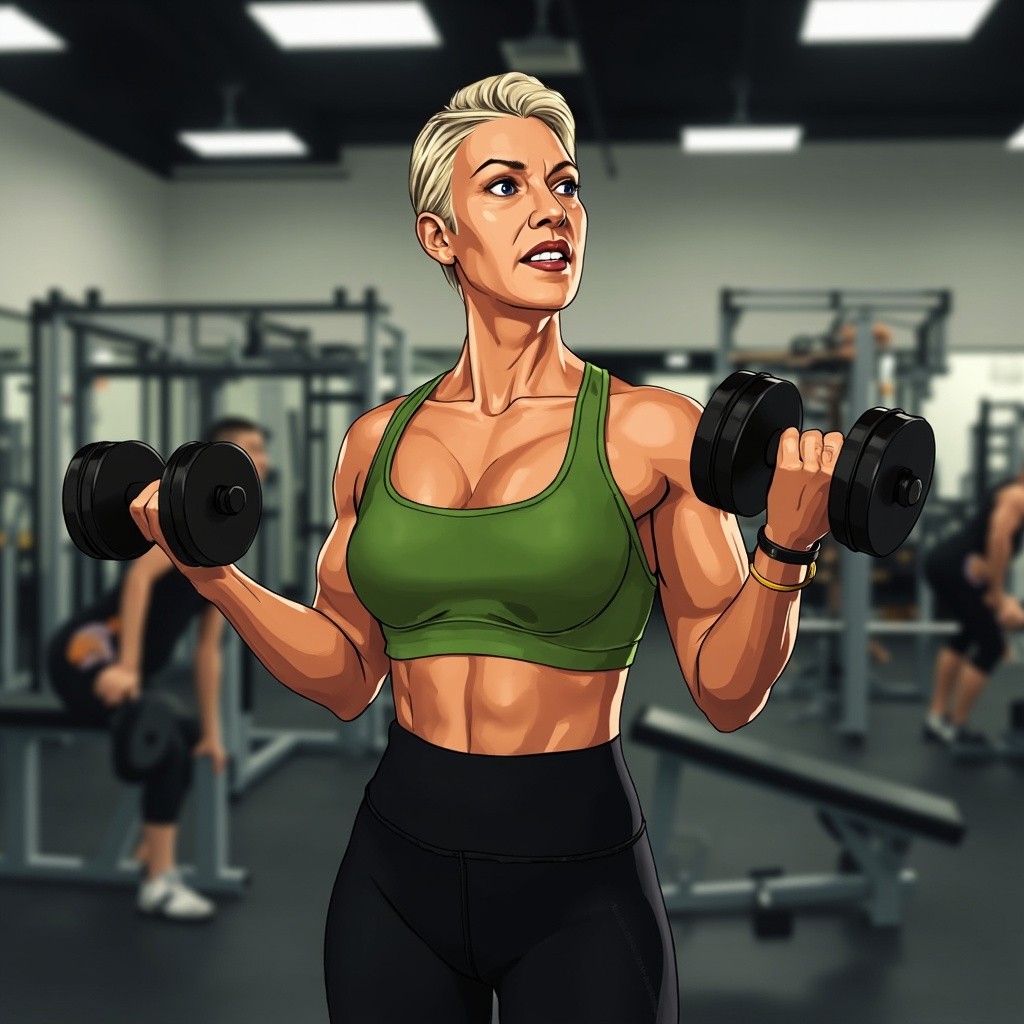 The Determined Older Woman Training at Gym