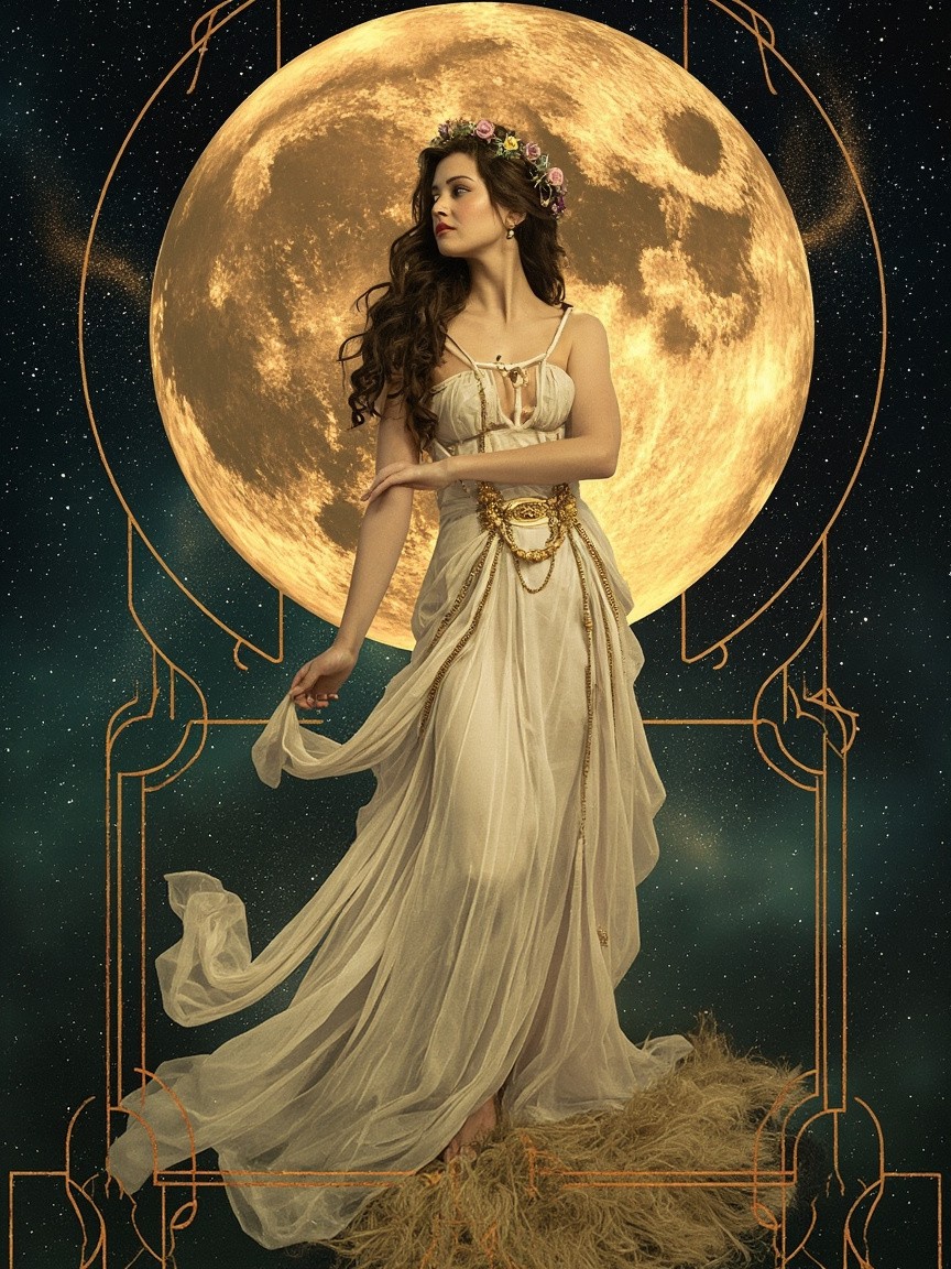 The Divine Moon Goddess Inspired by Mucha