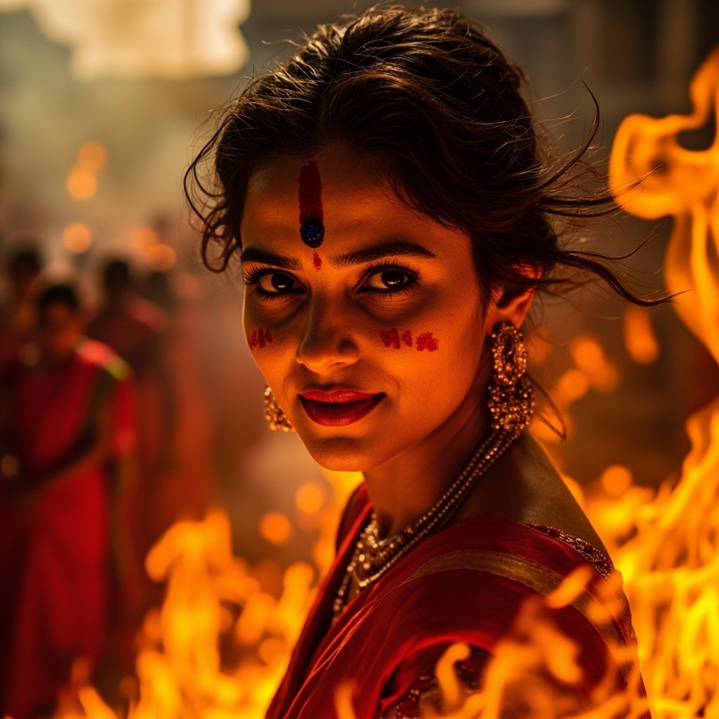 The Divine Surrender of a Woman Amidst Fire