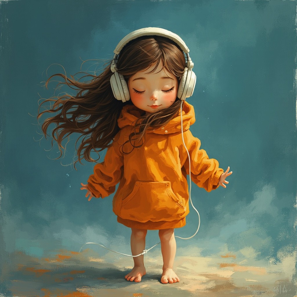 The Dreamy Girl Lost in Music
