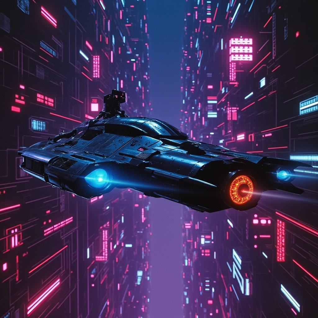 The Elden Ring-Inspired Spaceship Over Futuristic Neon City