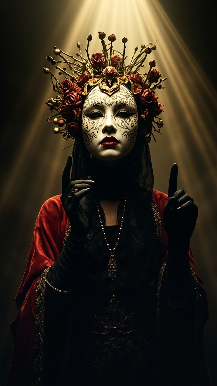 The Enigmatic Lady in Renaissance Garb and Mask