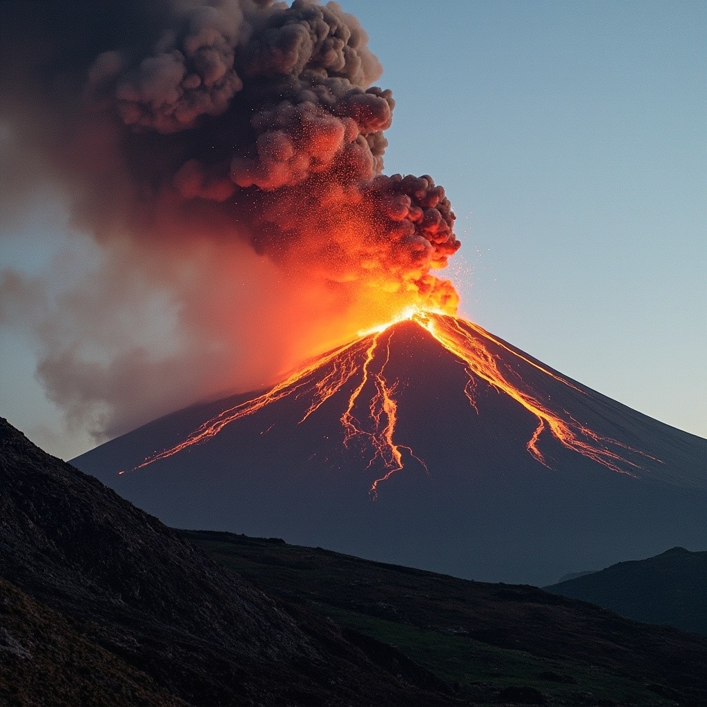 The Etna Volcano Eruption on Right Side