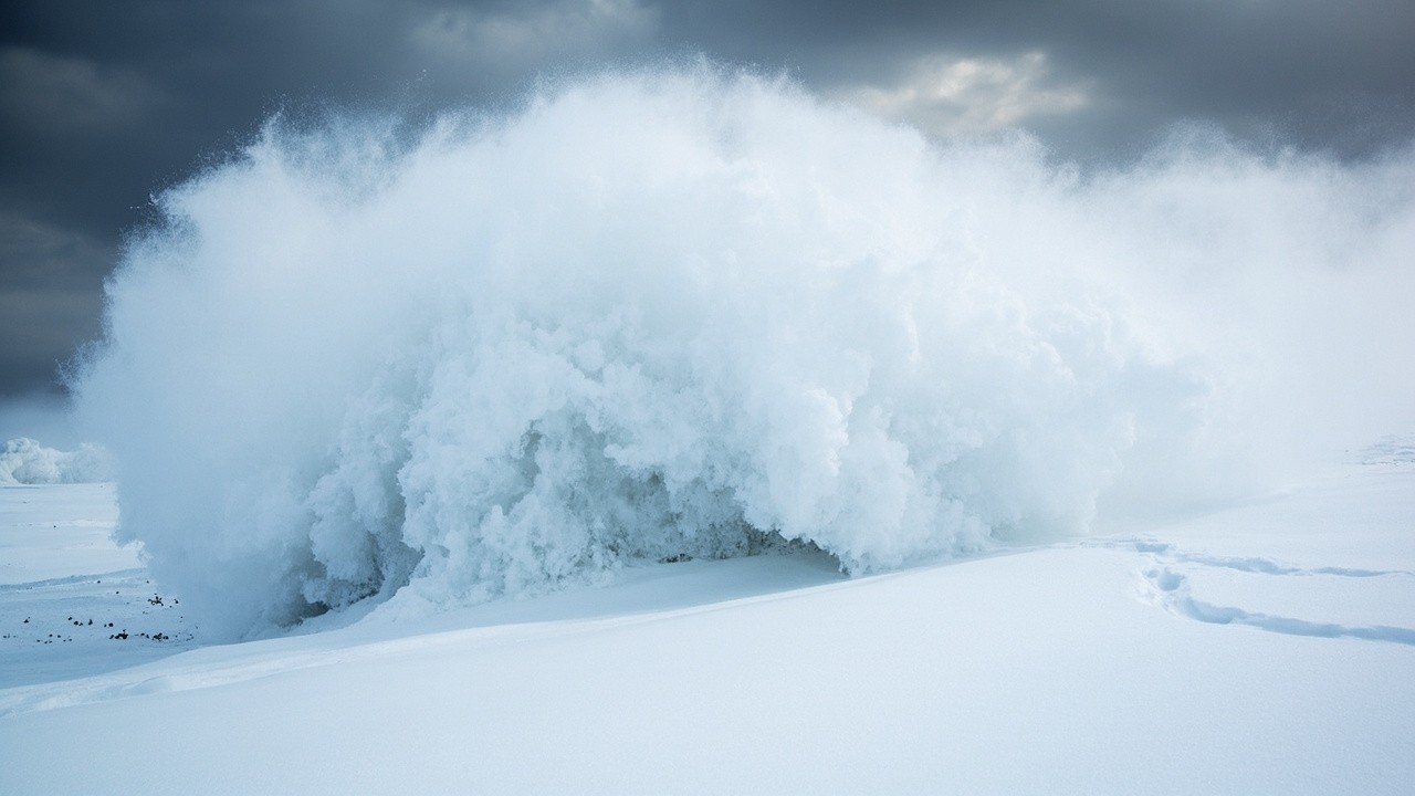 The Extreme Blizzard with Dark Clouds in Slow-Motion