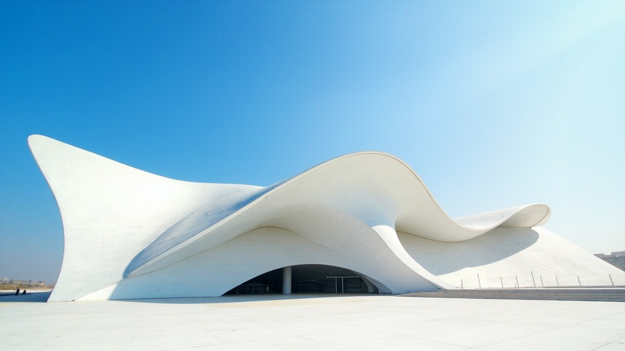 The Futuristic Heydar Aliyev Centre Under Clear Blue Sky