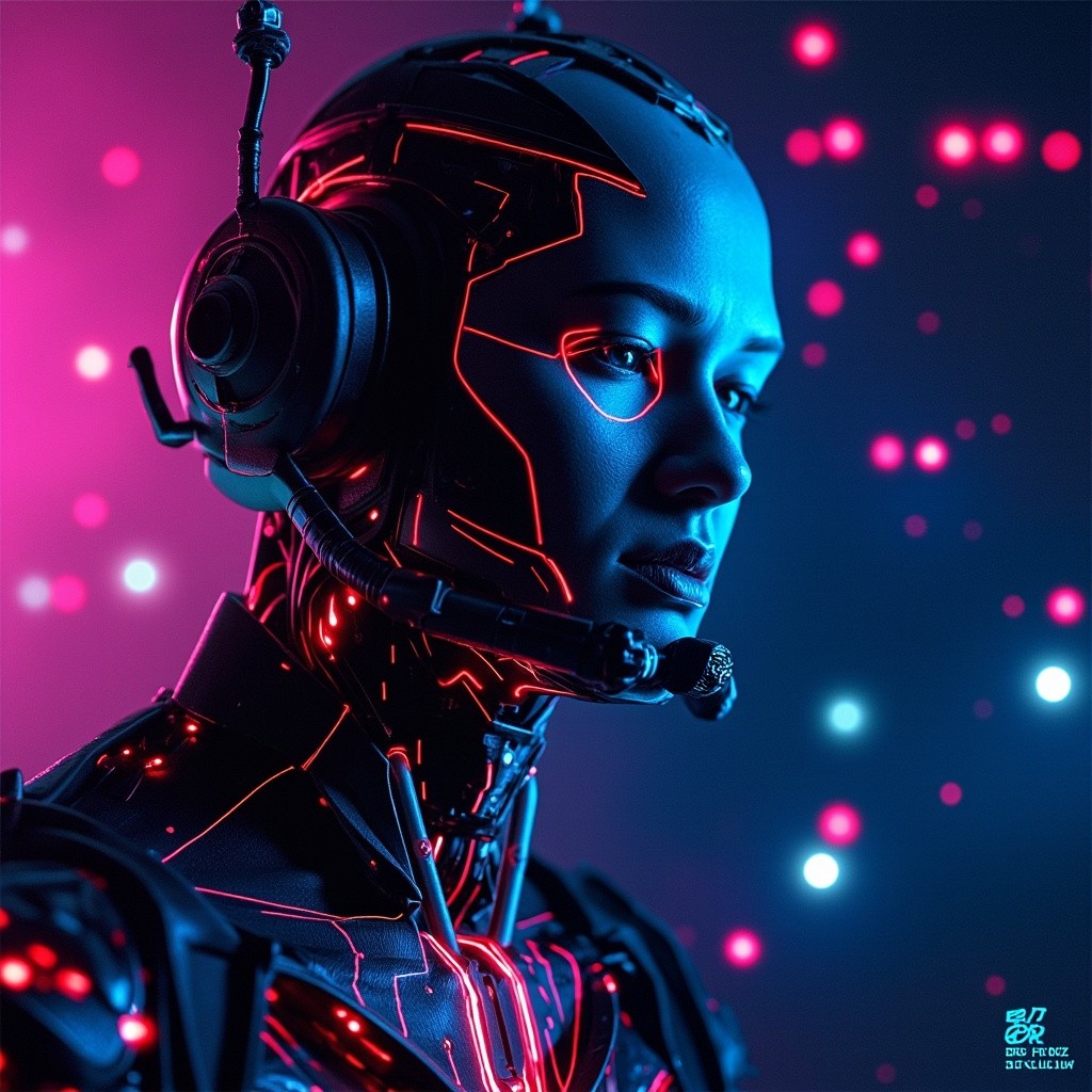 The Futuristic Neon-Lit Human DJ