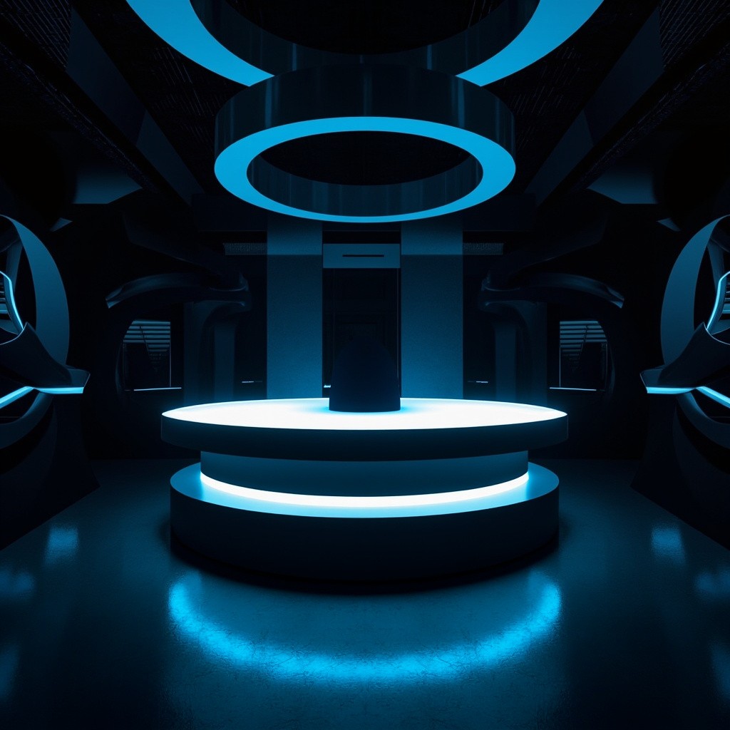 The Glowing Cylindrical Countertop in a Tech Setting