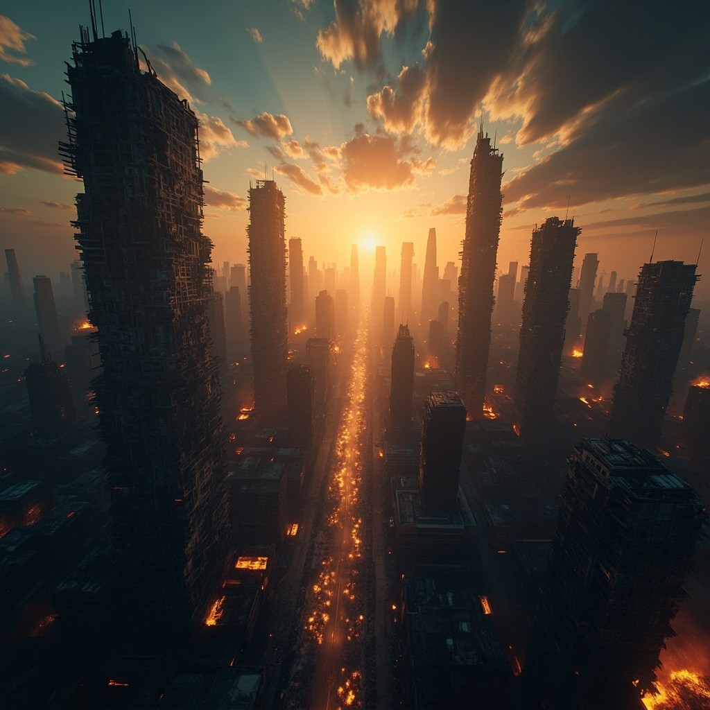 The Glowing Embers of a Post-Apocalyptic City