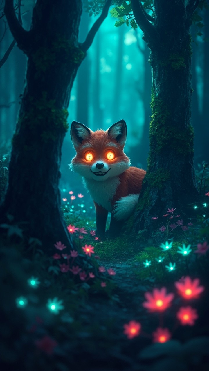 The Glowing Fox in the Magical Forest