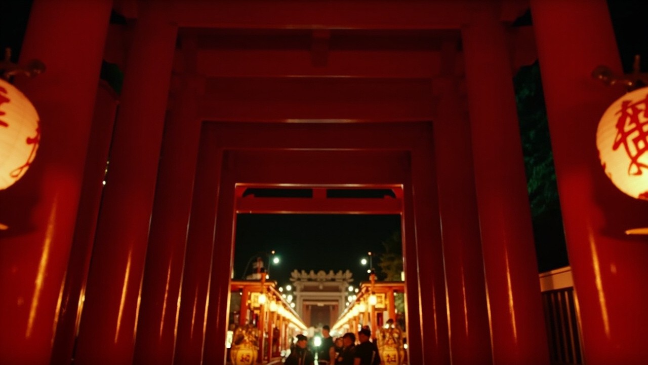 The Glowing Torii Gate at Mitama Matsuri Night