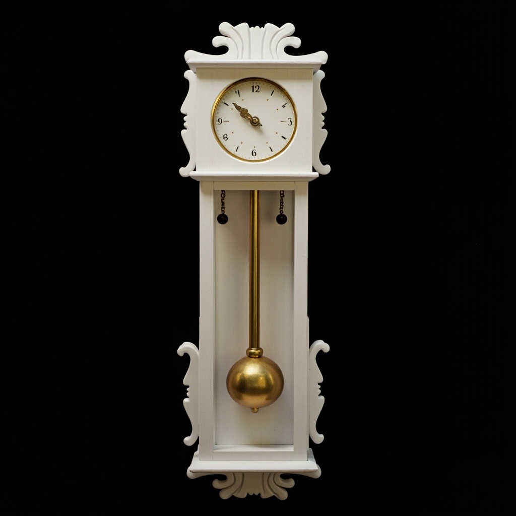 The Gold-Trimmed White Grandfather Clock on Black