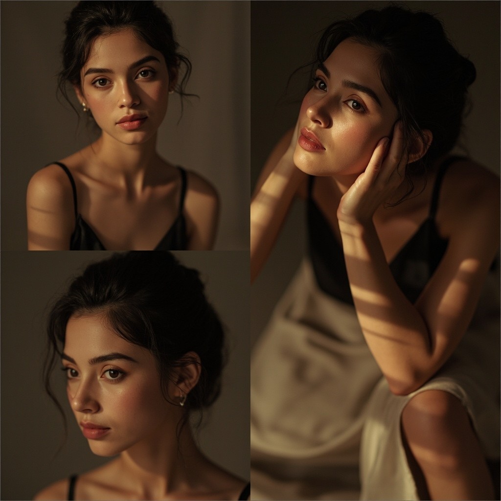 The Graceful Woman's Four-Frame Portrait Collage