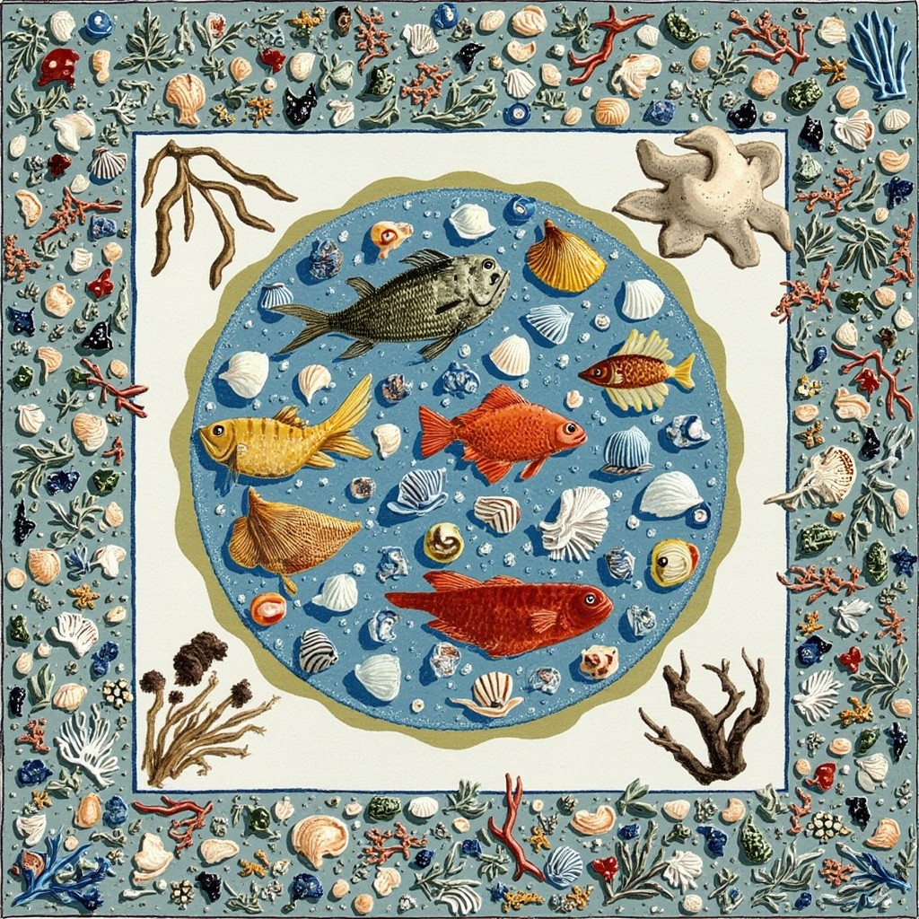 The Image of Sea Shells, Fish, and Cars