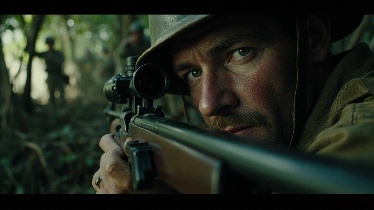 The Intense WWII American Marine Sniper in Jungle