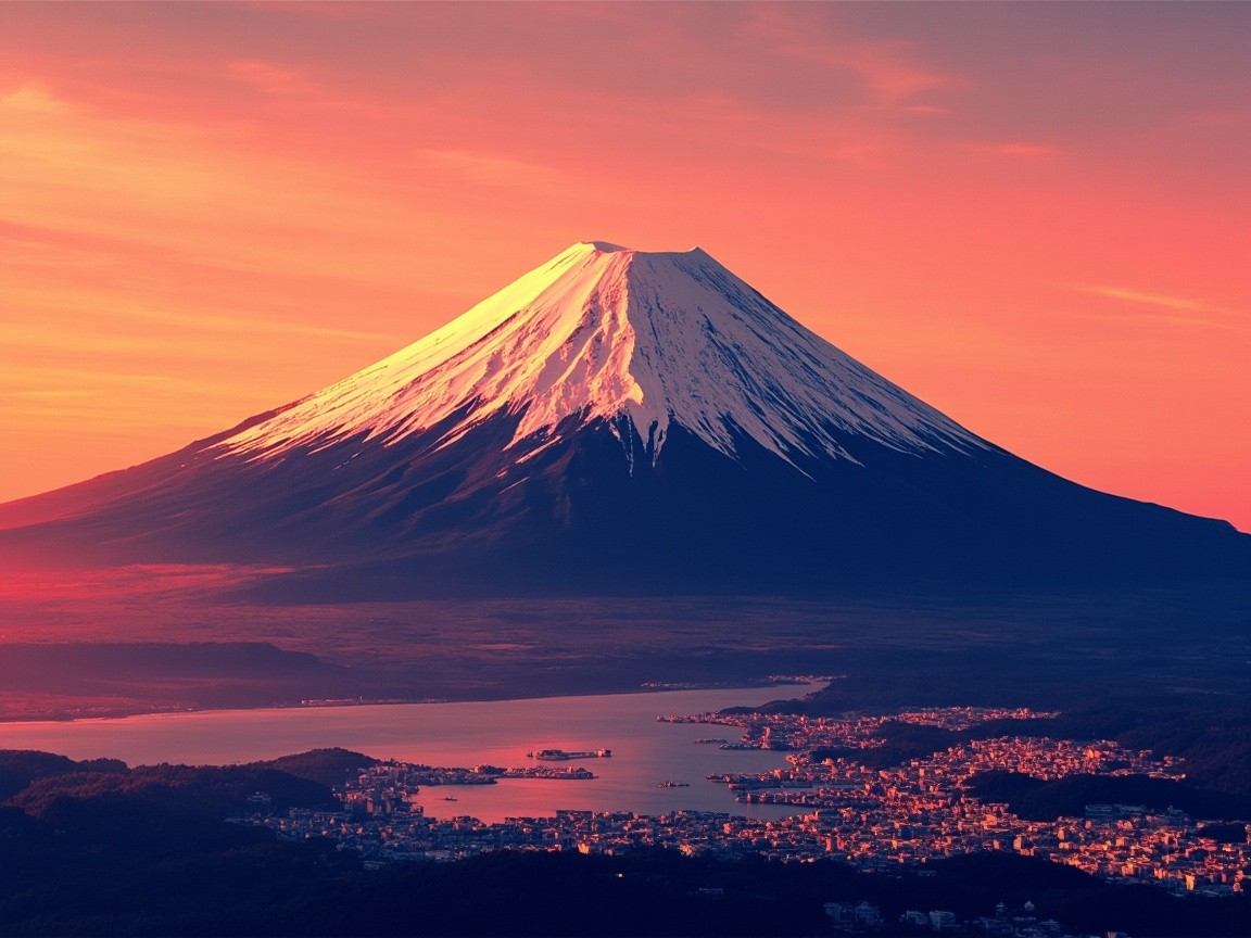 The Japanese Art of Mount Fuji at Sunset