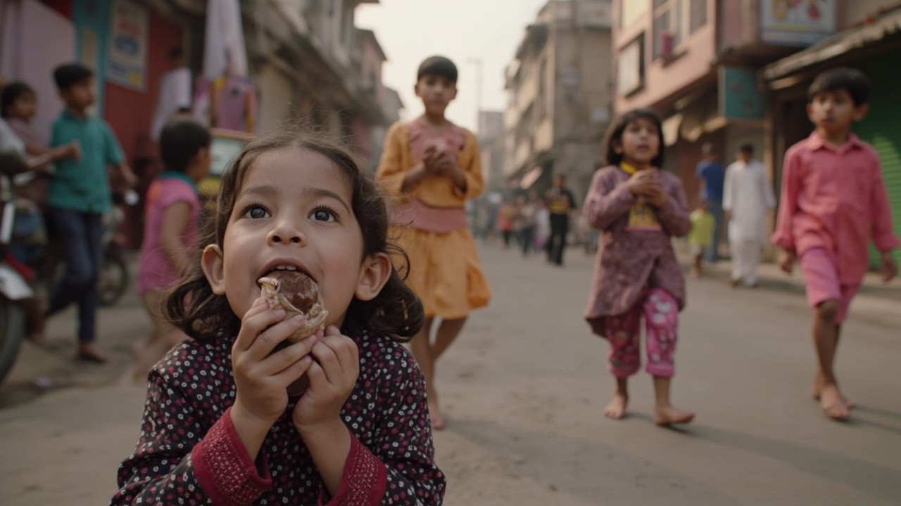 The Kids Enjoying Chocolates on the Street
