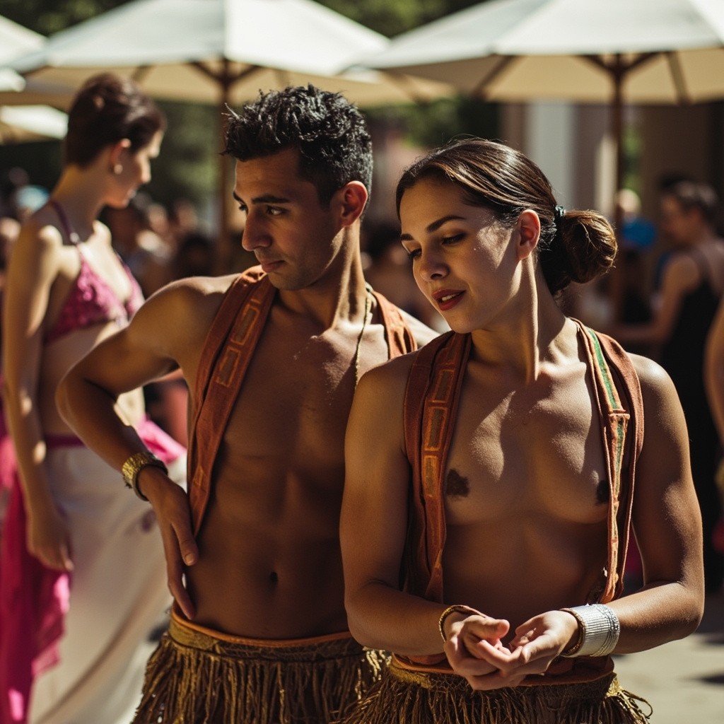 The Latin Dancers Performing Outdoors