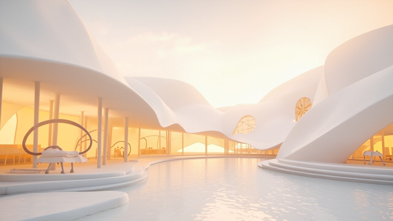 The Lotus-inspired Parametric Architecture at Sunset