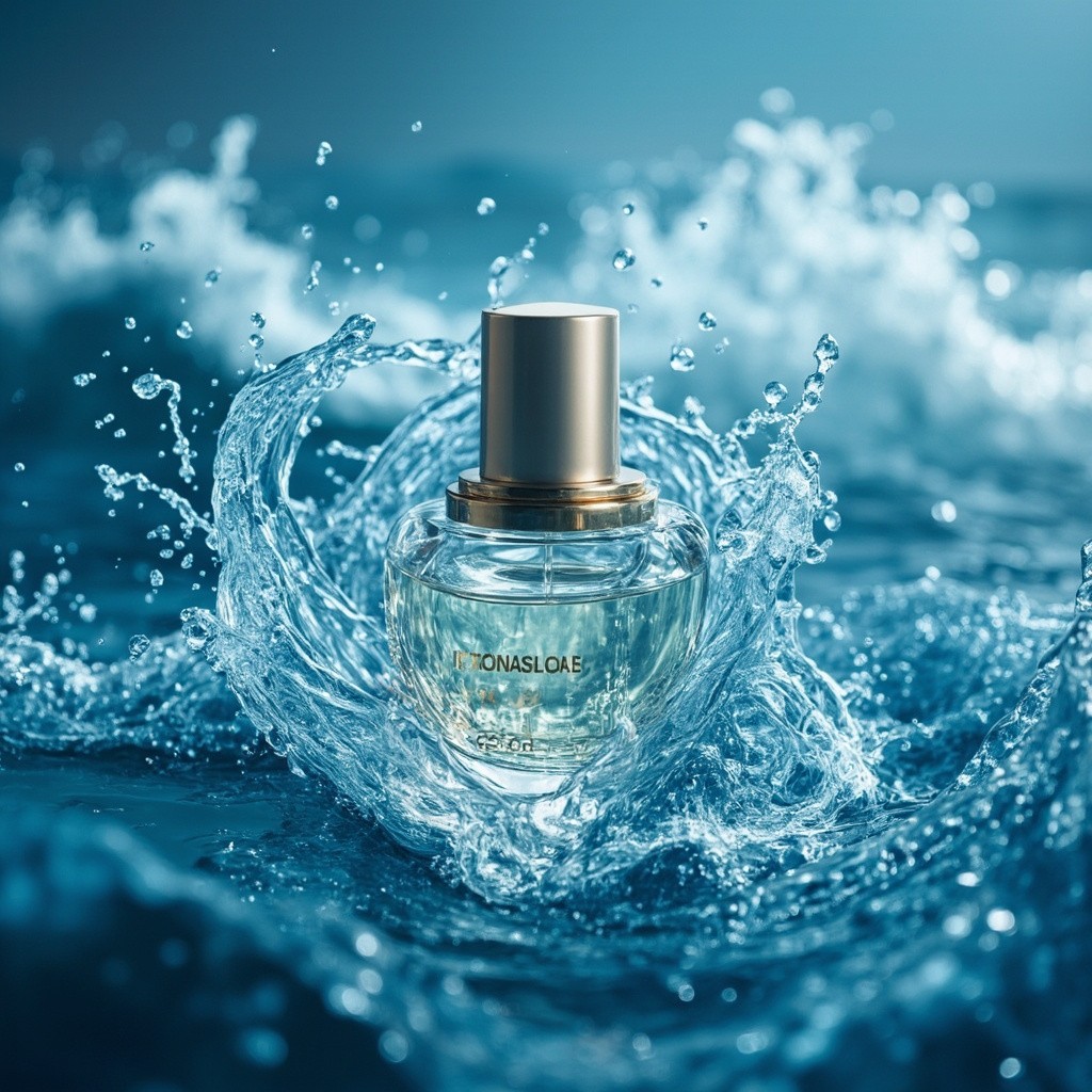 The Luxury Perfume Amidst Water Waves