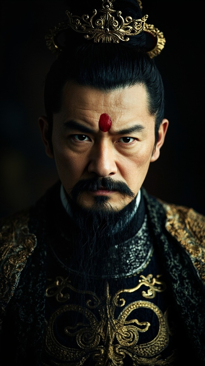 The Majestic Emperor in Black Dragon-patterned Robe