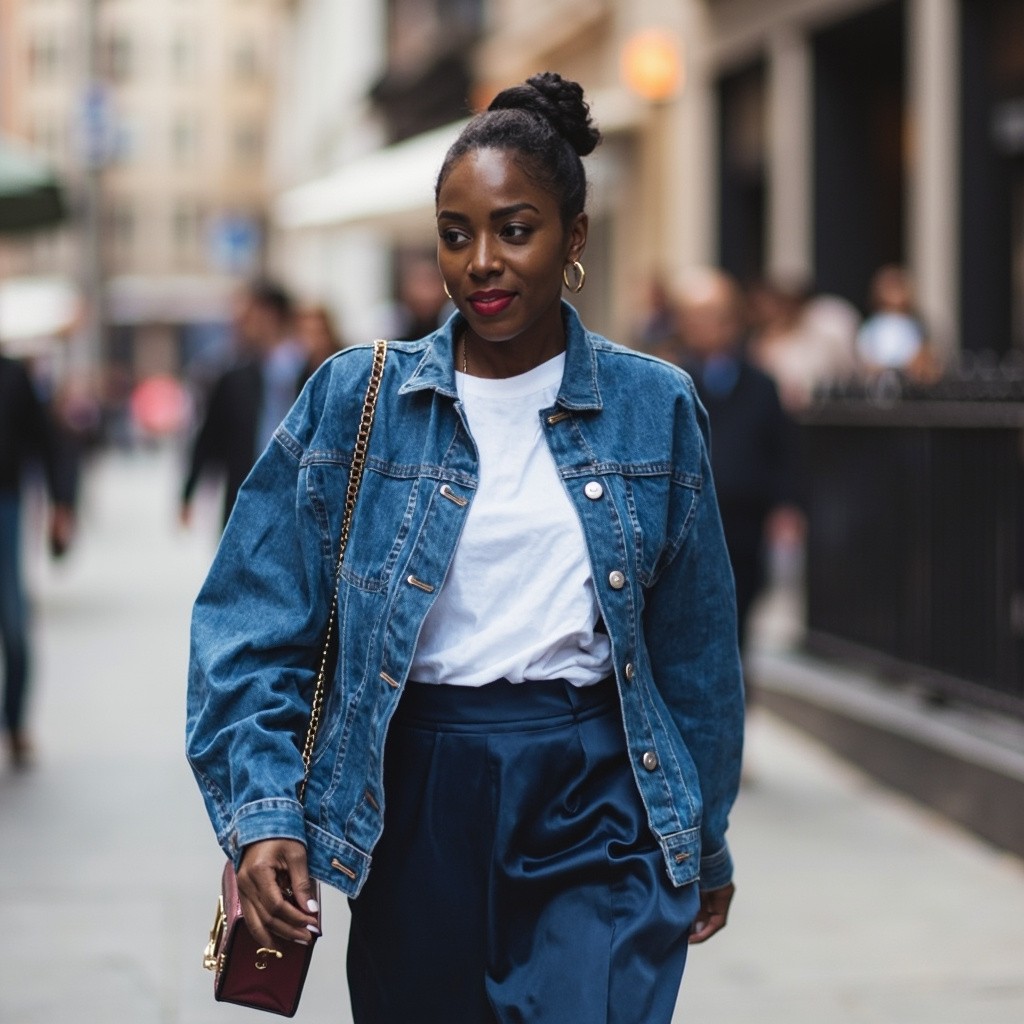 The Mature City Influencer with Stylish Denim Outfit