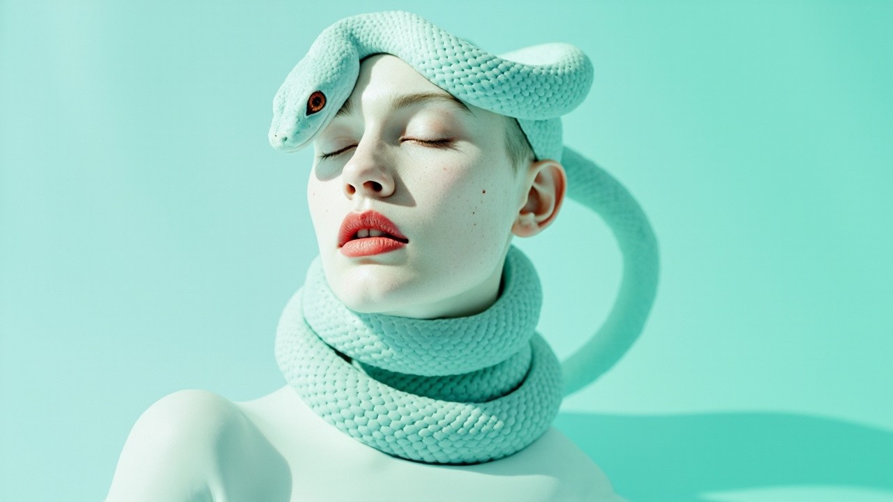 The Meditative Androgynous Figure with a Serpentine Friend