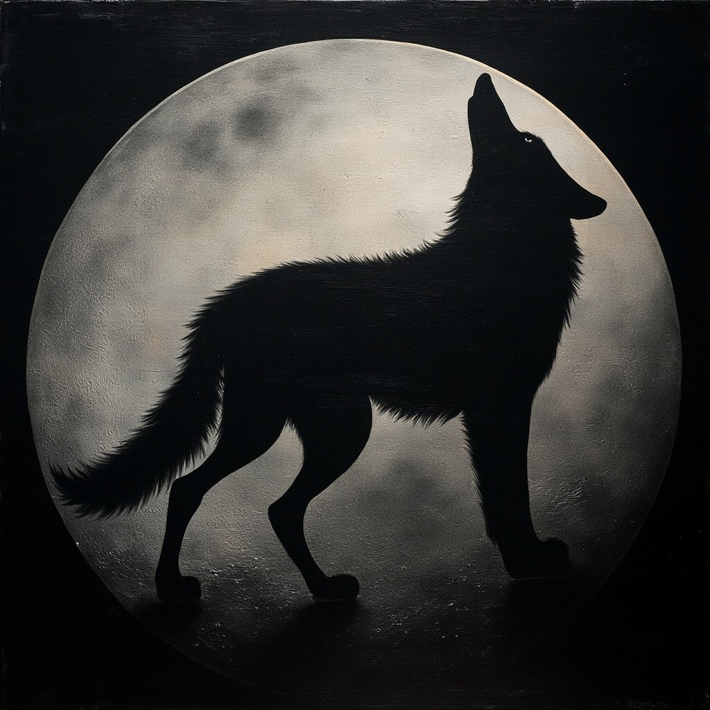 The Moon and the Shadow of a Wolf