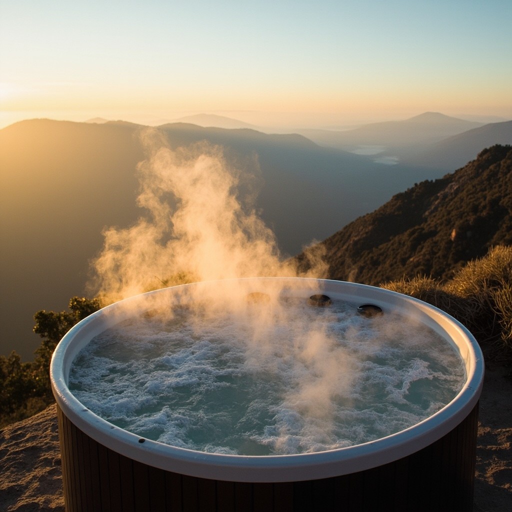 The Mountain Top Infinity Bath at Dawn