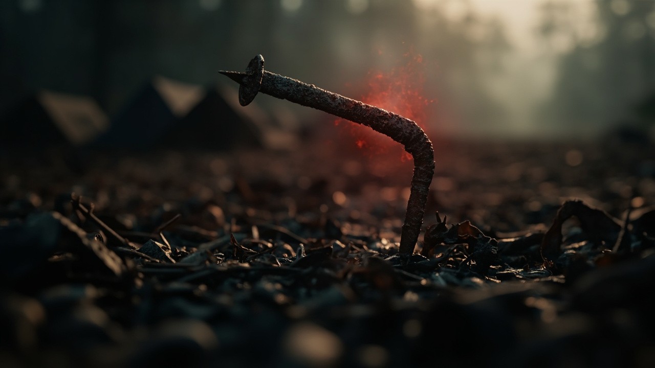 The Mysterious Rusty Nail in a Dark Forest