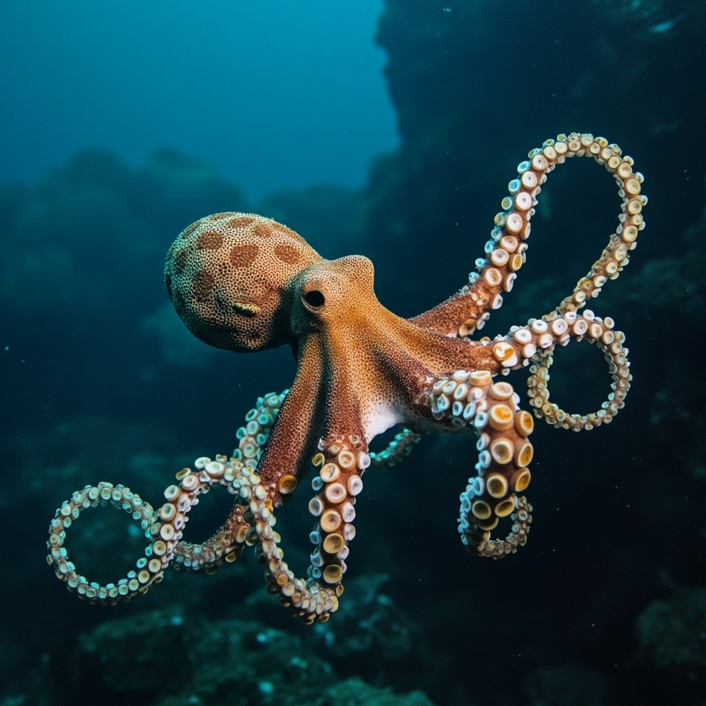 The Octopus Swimming Underwater