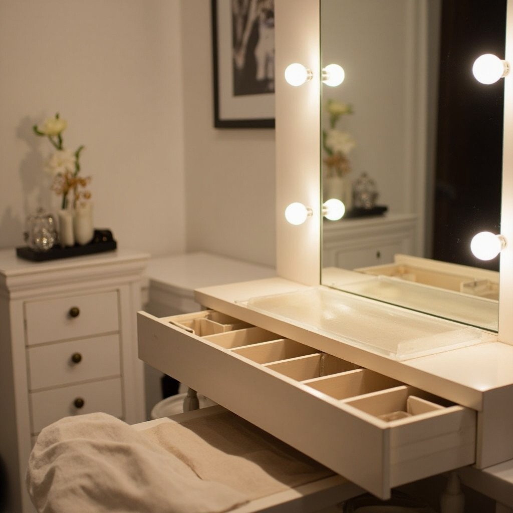 The Open Empty Jewelry Box on Dressing Table