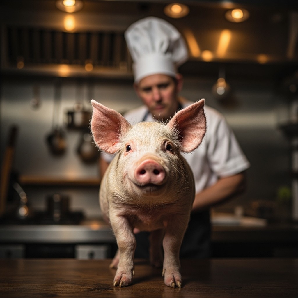 The Pig Stands Before The Chef
