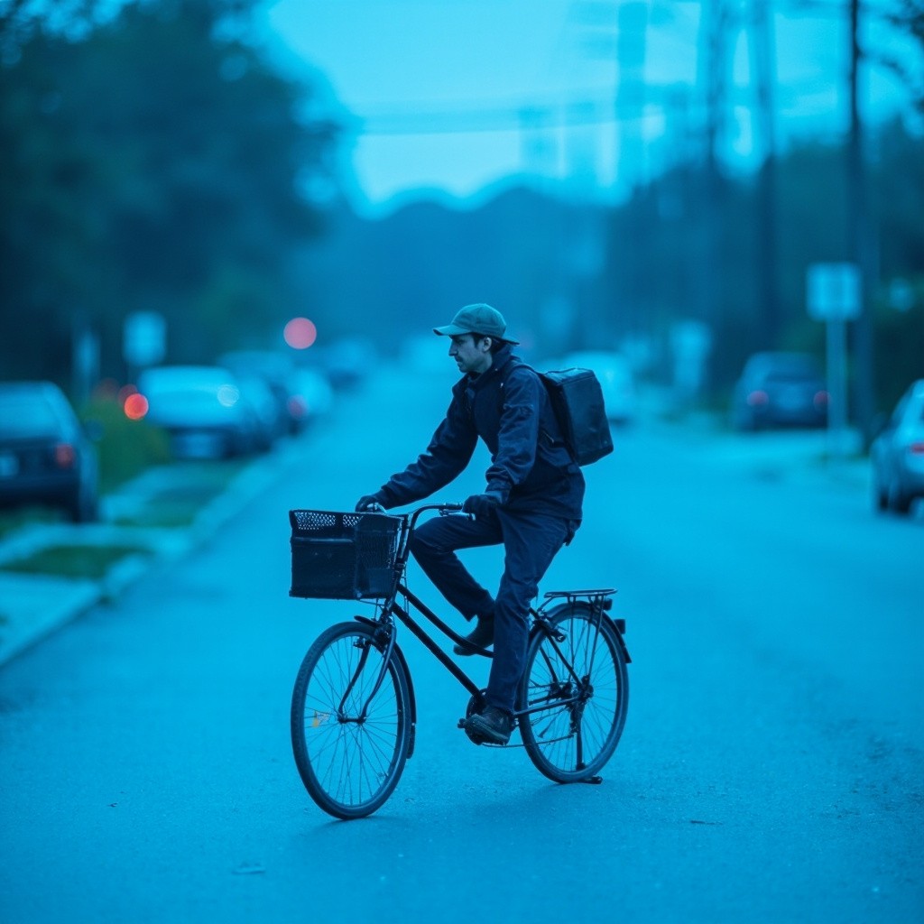 The Postal Worker Delivering Mail on Suburban Street