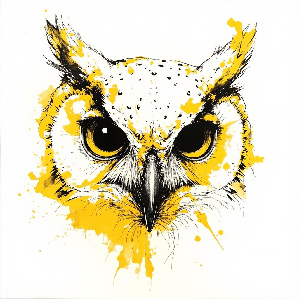 The Powerful Octopus-Owl Hybrid Ink Drawing