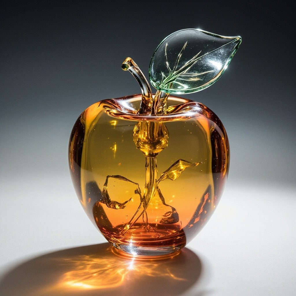 The Prismatic Glow of a Glass Apple Sculpture