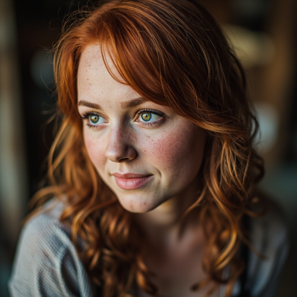 The Redheaded Farmer with Freckles on Face