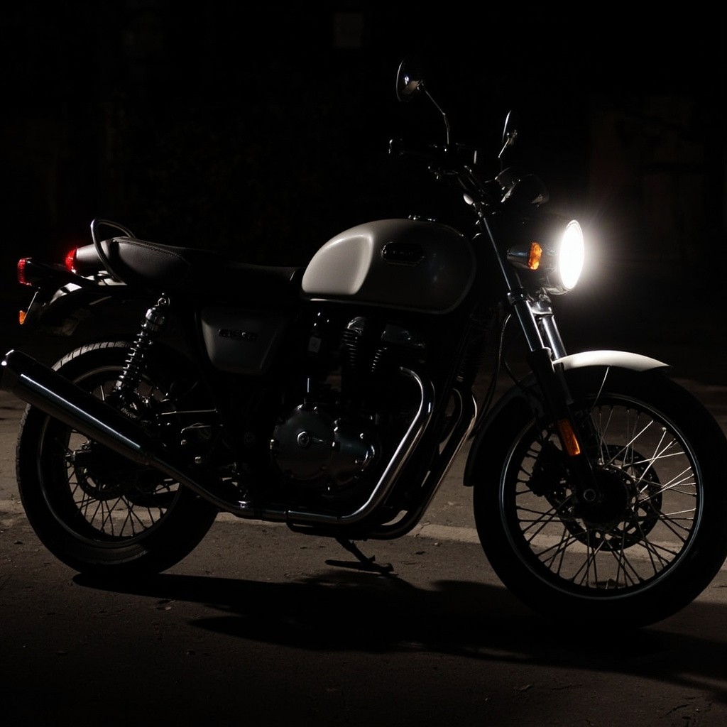The Royal Enfield GT 650 Parked at Night