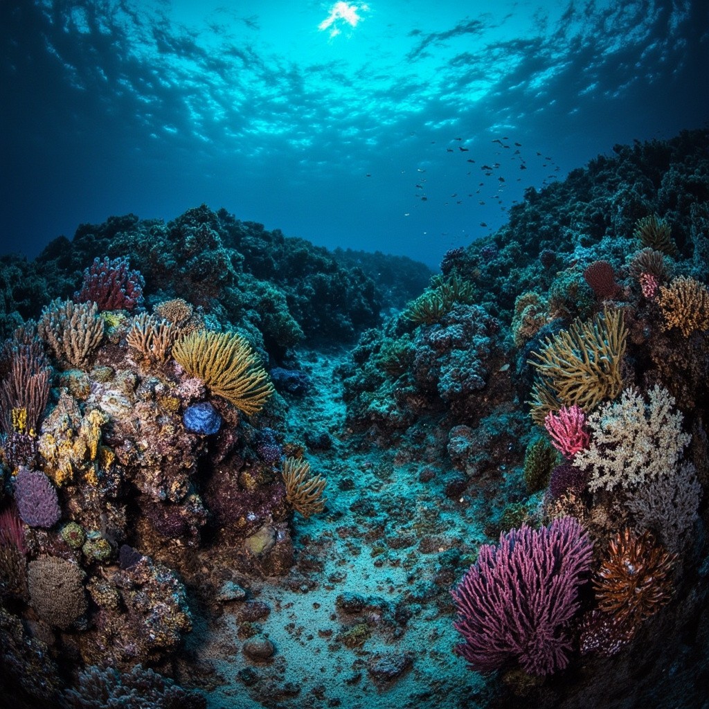The Sea Floor with Bright Corals