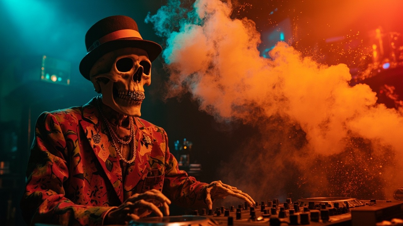 The Skeleton DJ Rocking a Vibrant Bar Scene