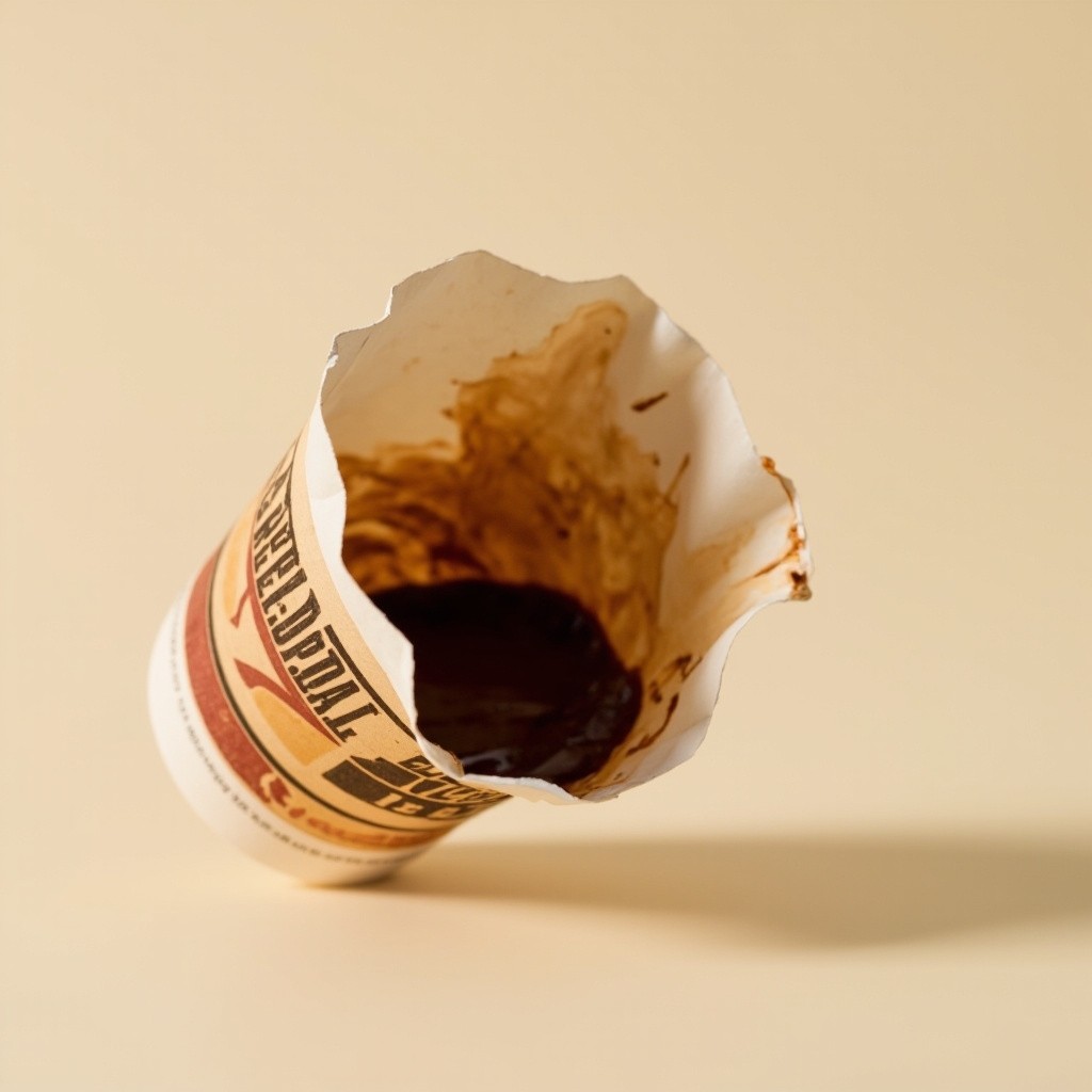 The Spilled Coffee from a Falling Cup Advertisement