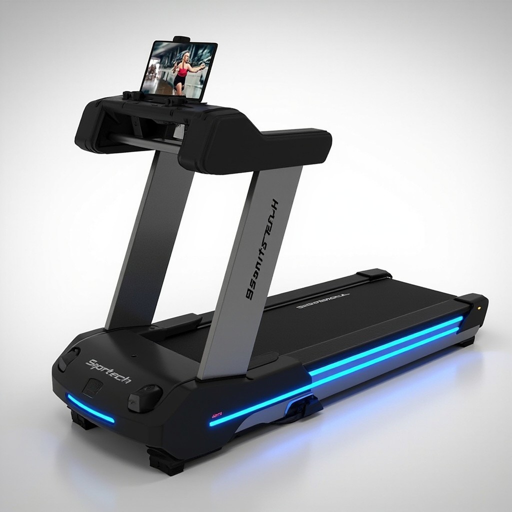 The Sportstech Futuristic Treadmill with Blue LED Lights