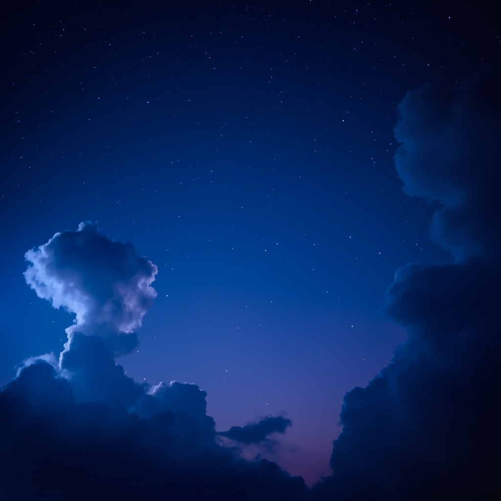 The Starry Night Sky Covered by Dark Clouds